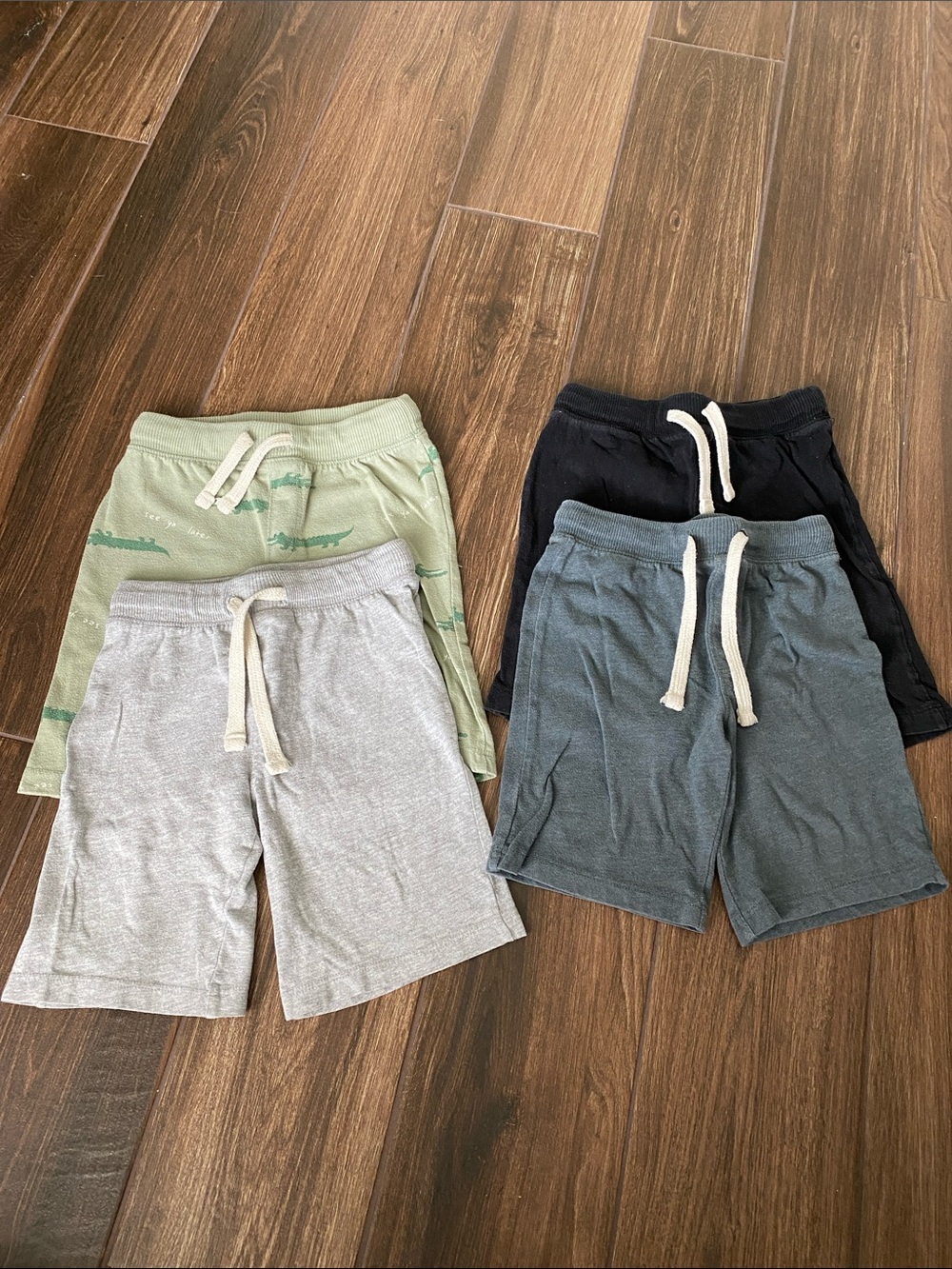 Kids Drawstring Knit Shorts - Gray, Green, Navy, Charcoal